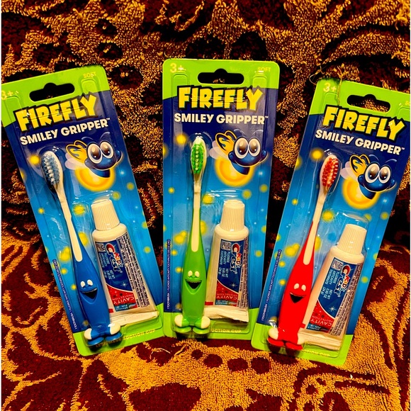 COPY - Firefly Smiley Gripper Toothbrush & Toothpaste Set X 3 *NEW* - Picture 1 of 3